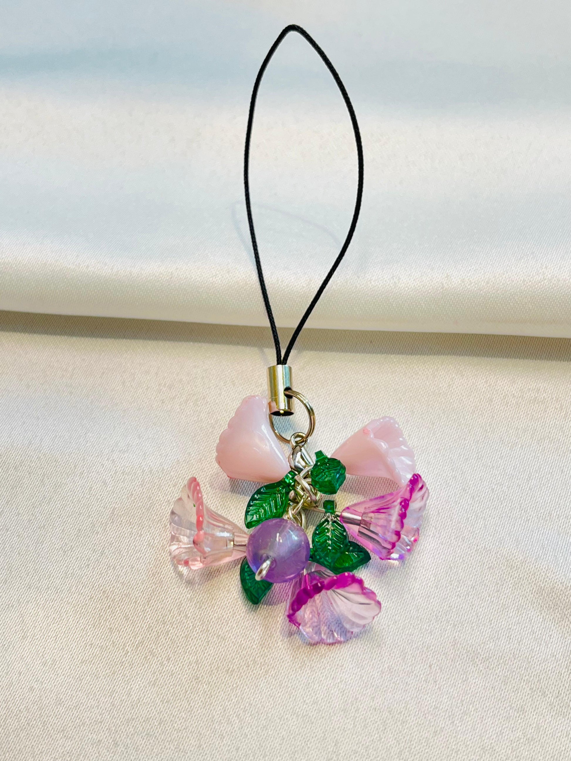 Whisper Petal Charm | Pastel Pink Flower Cluster Keychain | Lightweight Resin Charm for Phones | pink flower